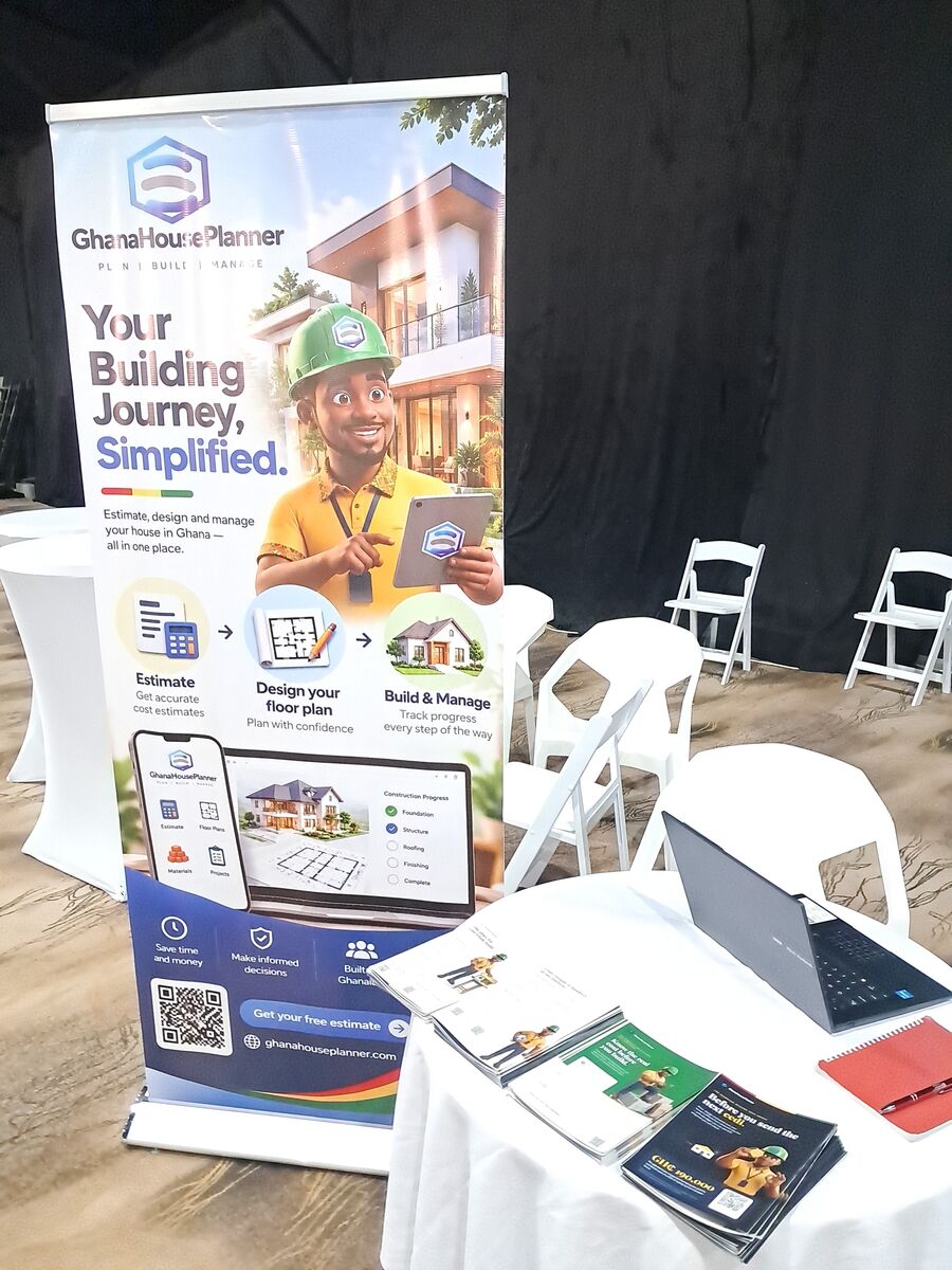 The GhanaHousePlanner stand at the ARCE 2026 Startup Pavilion